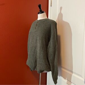 Oscar De La Renta Men’s Vintage‎ Moss Green Chunky Pullover Henley Sweater